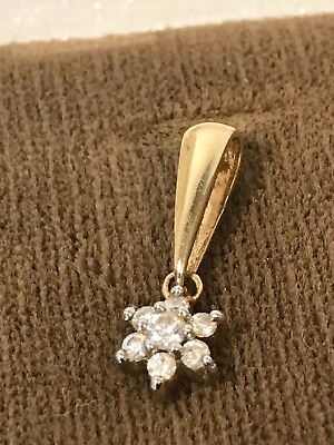#ad Yellow 14K Gold Plated Stamped amp; Diamond Necklace Charm 0.75 g total weight C $45.00