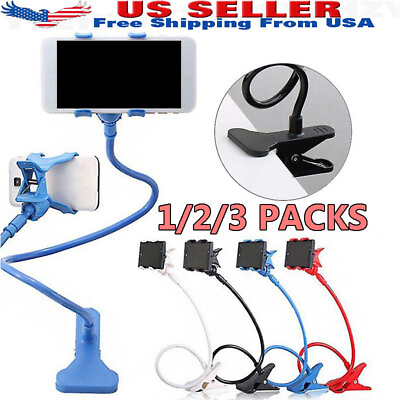 #ad Universal Lazy Mobile Phone Gooseneck Stand Holder Flexible Bed Desk Table Clip $15.21