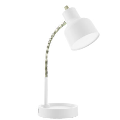#ad White Home Table Light LED Office Desk Lamp with Catch All Base amp; AC Outlet $8.54
