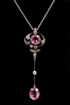#ad Lab Pink Sapphire Chain Necklace Vintage Style Estate Piece for Women Jewelry $237.16