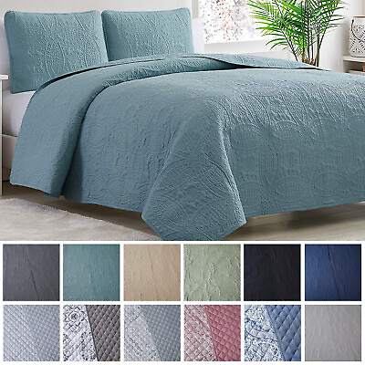 #ad Mellanni Bedspread Coverlet Set 3 Piece Oversized Bed Cover Ultrasonic Quilt $49.97