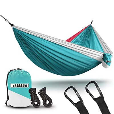 #ad Double Parachute Camping Hammock Sky Blue Pink White $44.70