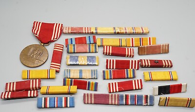 #ad WWII Army Good Conduct Medal amp; Ribbon Bars Large Group Lot Of 28 $27.99