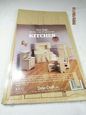 #ad Dura Craft Dollhouse Vtg 1988 Wood Miniature Kitchen Furniture Model KR30 BX4 $16.99