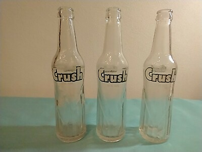 #ad Set of 3 Three Vintage Crush 10 FL Oz Clear Glass Textured Soda Pop Bottle $14.99