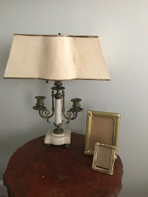 #ad Antique 19th C French Napoleon Empire Bronze Brass paper shade table desk Lamp $199.00