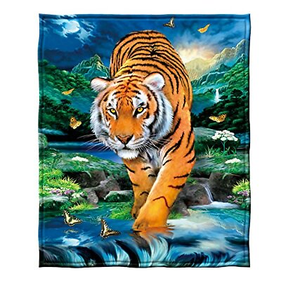 #ad Dawhud Direct Moonlight Tiger Fleece Blanket Bed 50x60 Inch Tiger Throw Blanket $12.88