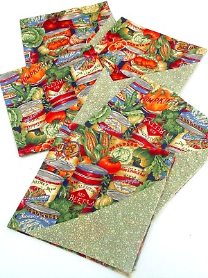 #ad LOT 5 HAND MADE 15quot; SQUARE NAPKINS CANNED VEGETABLE COUNTRY FARM THEME EUC $20.00