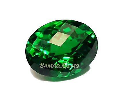 #ad 21.50 Ct Green Garnet High Quality Oval Checkerboard Loose Gemstone $18.25