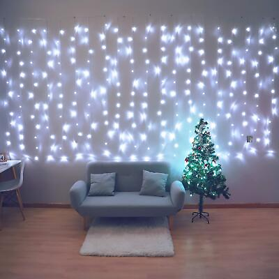 #ad Fiee Curtain Lights13ftx6.5ft Safety Window Curtain Icicle String Lights 30V... $27.26