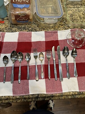 #ad Lot of 11 Pieces of Vintage Stainless Steel Flatware Mixed Patterns $27.00