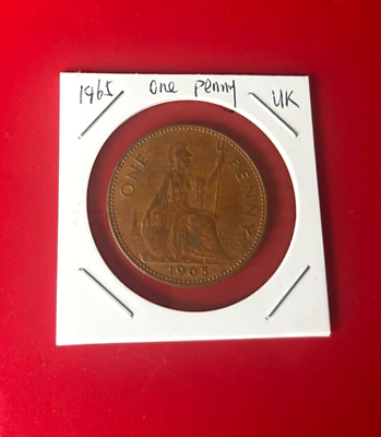 #ad 1965 ONE PENNY UK COIN NICE WORLD COIN $5.95
