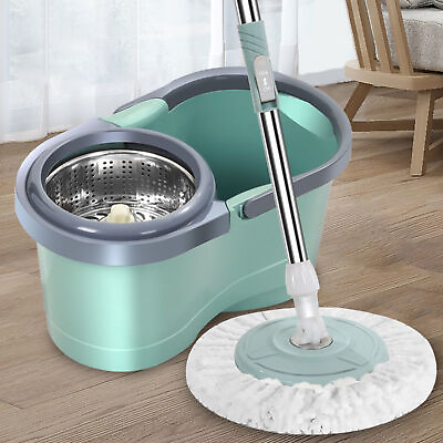 #ad Microfiber 360° Spin Mop Easy Floor Cleaning System With Bucket And Heads $64.70
