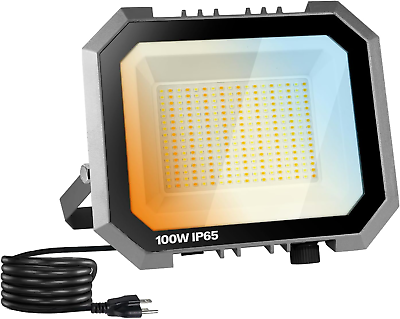 #ad 1 Pack 100W LED Flood Lights Outdoor 3CCT 3000 4000 6000K Selectable 10000LM... $32.99