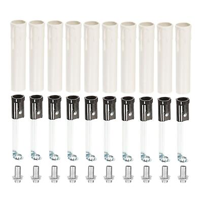 #ad 10 Set Chandelier E12 Light Socket Kit with White Candle Cover Sleeves $24.16