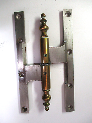 #ad 1850s Ornate Steel Brass Paumelle 7 7 8quot; Left Antique Door Steeple H Shape Hinge $149.90