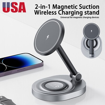 #ad 15W Wireless Charger Charging Stand Dock For iPhone 15 14 iWatch Smart Phone US $22.31