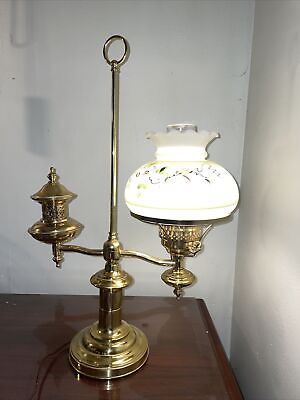 #ad Vintage Brass Student Lamp 23 1 2” X 15” Nice $150.00