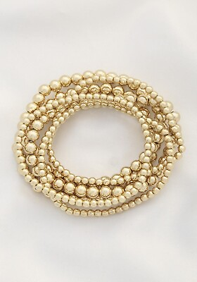 #ad New Gold Color Ball Bead Multi Bracelet Set $21.00