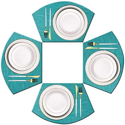 #ad Wedge Shaped Placemats for Dining Table Cross Weave Washable Vinyl Placemat H... $14.60