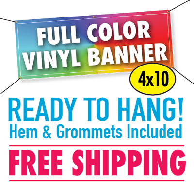 #ad 4#x27; x 10#x27; Custom Vinyl Banner 13oz Full Color FREE SHIPPING $128.39