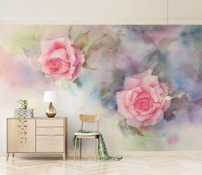 #ad 3D Two Pink Roses D5550 Wall Paper Wall Print Decal Deco Wall Mural CA Romy C $316.99