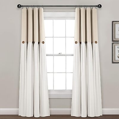 #ad Lush Decor Linen Buttons100% Lined Blackout CurtainsSingle Panel40inwidex84 in $54.98