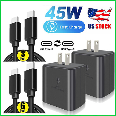 #ad 45W Super USB C Fast Phone Charger USB C Cable For Samsung S24 S23 S22 S21 Ultra $9.99
