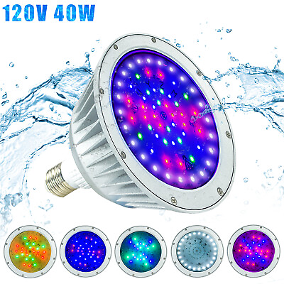 #ad LED Color Pool Light Bulb for in ground pool.2 Pack 120V 40W RGBW Color Changing $119.26