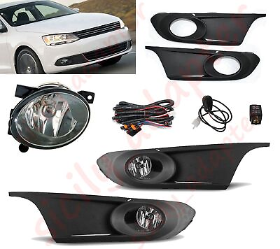 #ad For 2011 2014 VW Jetta Fog lights Bumper Driving Lamps Wiring Switch Kit Clear $55.35