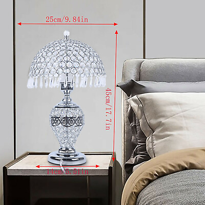 #ad Crystal Table Lamp Dimmable Bedside Lamp Modern Nightstand Lamp E27 for Bedroom $59.85