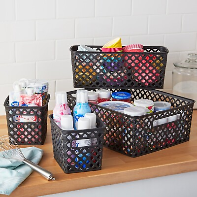 #ad Mainstays Decorative Storage Basket Set of 4 Black*U Pick $20.63
