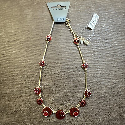 #ad Pilgrim Jewellery Swarovski Crystal Red Copper Necklace $8.49