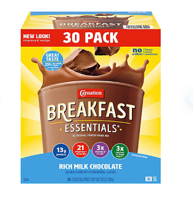 #ad Carnation Breakfast Essential Nutritional Drink Mix Chocolate 30Ct FREE SHIPPING $17.61