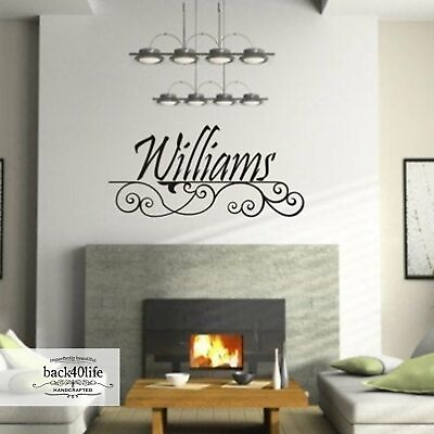 #ad Family Name Wrought Iron Vinyl Wall Decal M 003 $22.99