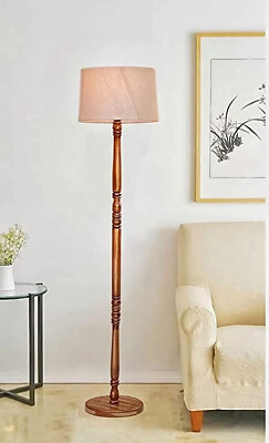 #ad Wooden Floor Lamp Antique Decorative Floor Lamp Brown Vintage Decoreative Lamp $152.00