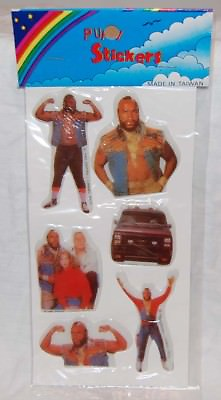 #ad A Team Mr. T Puffy Stickers Mint Sealed Television moc version #2 1980#x27;s $4.95