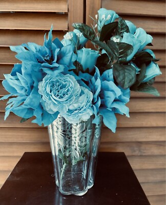 #ad Antique Glass Flower Vase Silver Plated Floral Appliqué Scalloped Edge 8” $195.00