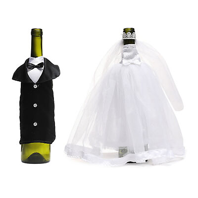 #ad 2Pcs Multipurpose Wine Bottle Covers Reusable Wine Bottle Dress up Wedding $12.25