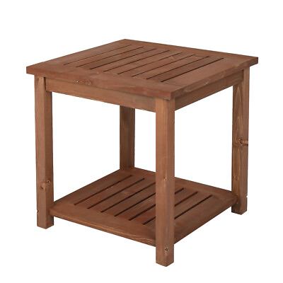 #ad Solid Wood Square Patio Side Table Outdoor Indoor Terrace Small end Table $43.89