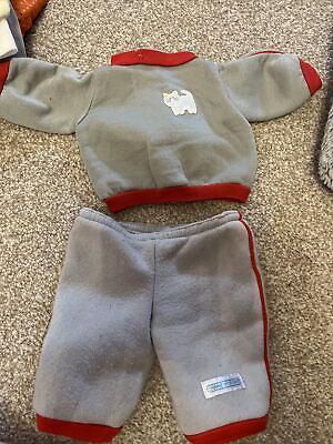 #ad Lovely Vintage Cabbage Patch Kids Kitty Joggers In Grey Red Trim Kitty Applique GBP 15.00