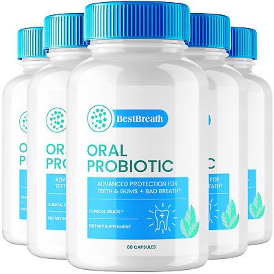 #ad 5 Pack Best Breath Oral Probiotic BestBreath Gum Teeth Health 300 Capsules $68.95