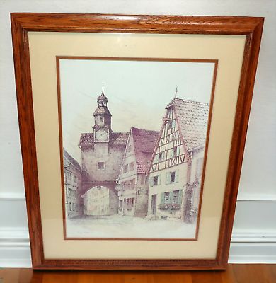 #ad Rudy Nappi Vintage Country Town Village Cityscape Framed Art Print $99.99