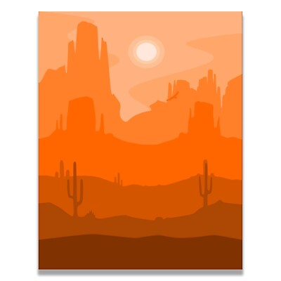 #ad Desert Cactus Mountains Sunset Abstract Artwork Poster Art Print Wall Decor $9.95