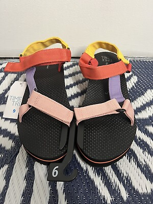 #ad Time and Tru Womens Platform Nature Sandals Adjustable Strap Sz US 9W Multicolor $12.99