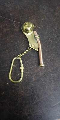 #ad Brass amp; Copper Bosun#x27;s Whistle Key Chain Nautical Key Ring Handmade Decorative $18.00