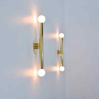 #ad Pair Of 2 Light Wall Modern Brushed Brass Sputnik chandelier light Fixture $326.16