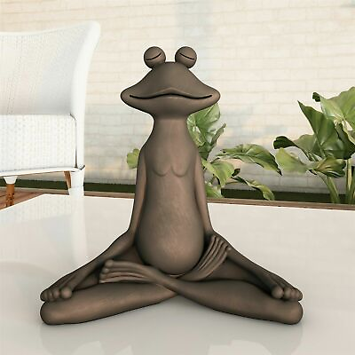 #ad Garden Frog Statue Zen Meditating Sitting Figurine Lawn Ornament 7 In Outdoor $17.99