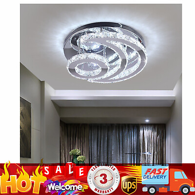 #ad Modern Ceiling Pendant Light Crystal LED Chandelier Moon Shaped Lamp Fixture New $59.85