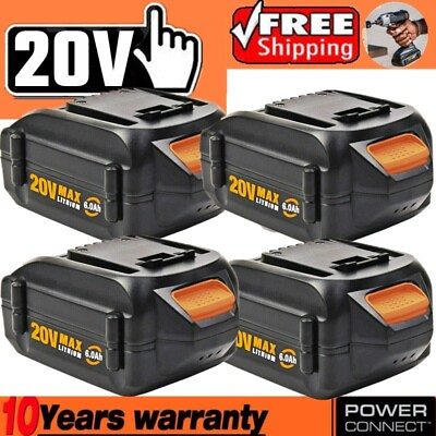 #ad 1 4pcs NEW 20 V For WORX 6.0Ah MAX Li ion Battery WA3520 WA3525 WA3575 WA3578 $92.00